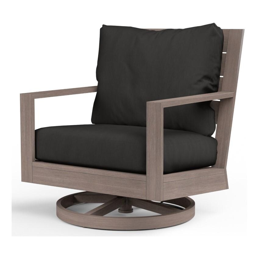 Laguna Aluminum Swivel Rocker Club Chair w/ No Welt in Driftwood/Spectrum Carbon by Sunset West - White Background thumbnail