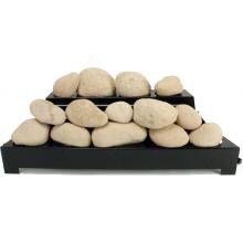 Rasmussen 30-Inch Beige ALTERNA FireStone Set With Vent Free Natural Gas Black Chassis Burner - Variable Flame Remote image