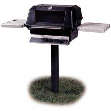 MHP WNK4 Propane Gas Grill With Nu-Stone Shelves And SearMagic Grids On In-Ground Post