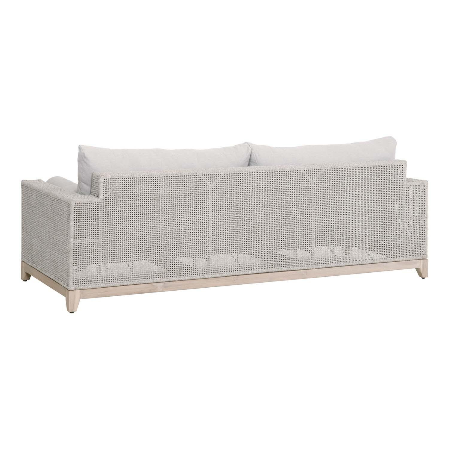 Lakeview Ranch Pointe 3 Person Woven Rope Sofa in Taupe & White - Back View thumbnail