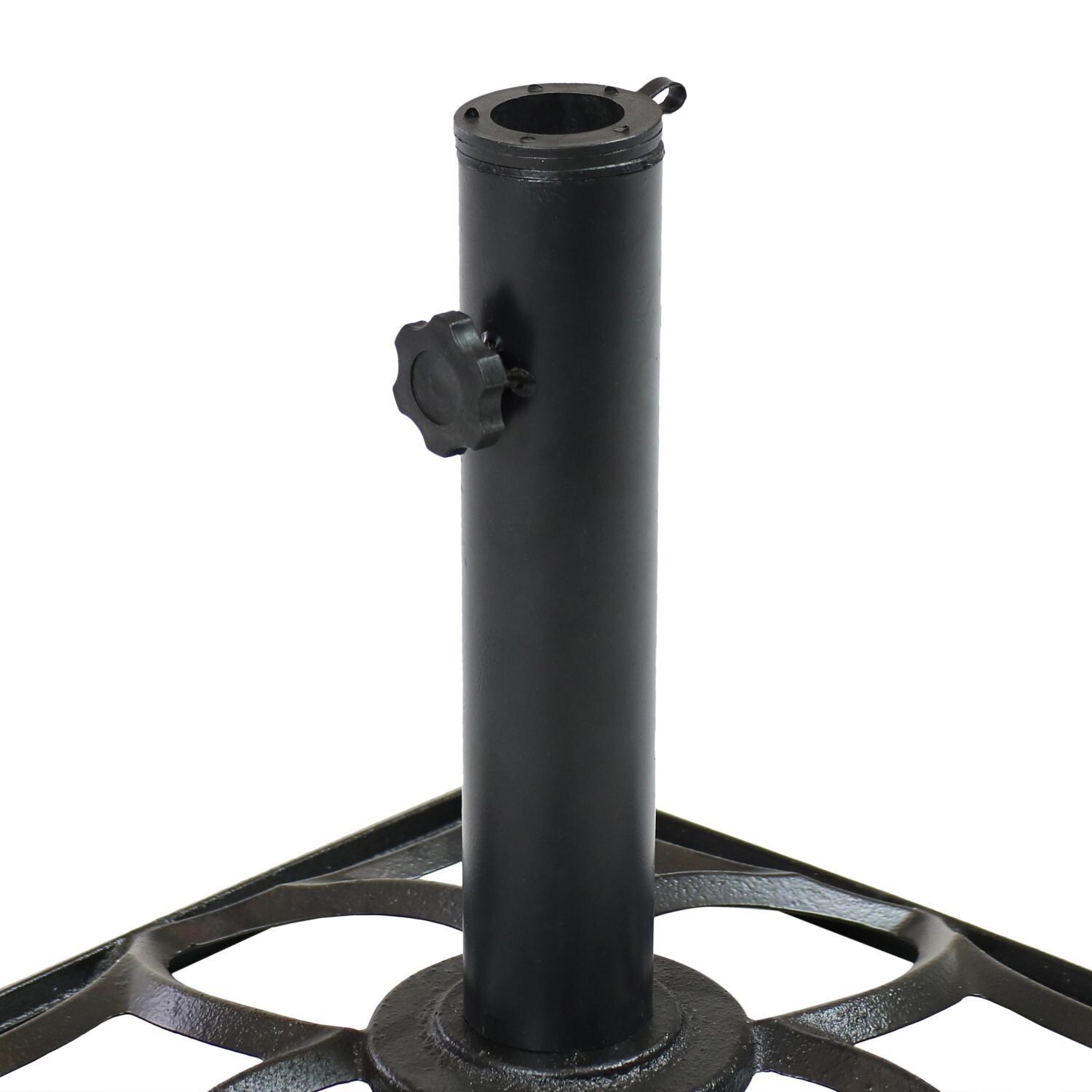 Ultimate Patio 17 Lb Classic Geometric Design Cast Iron Umbrella Base - Black - Tube Fits Up to 2-Inch Poles thumbnail