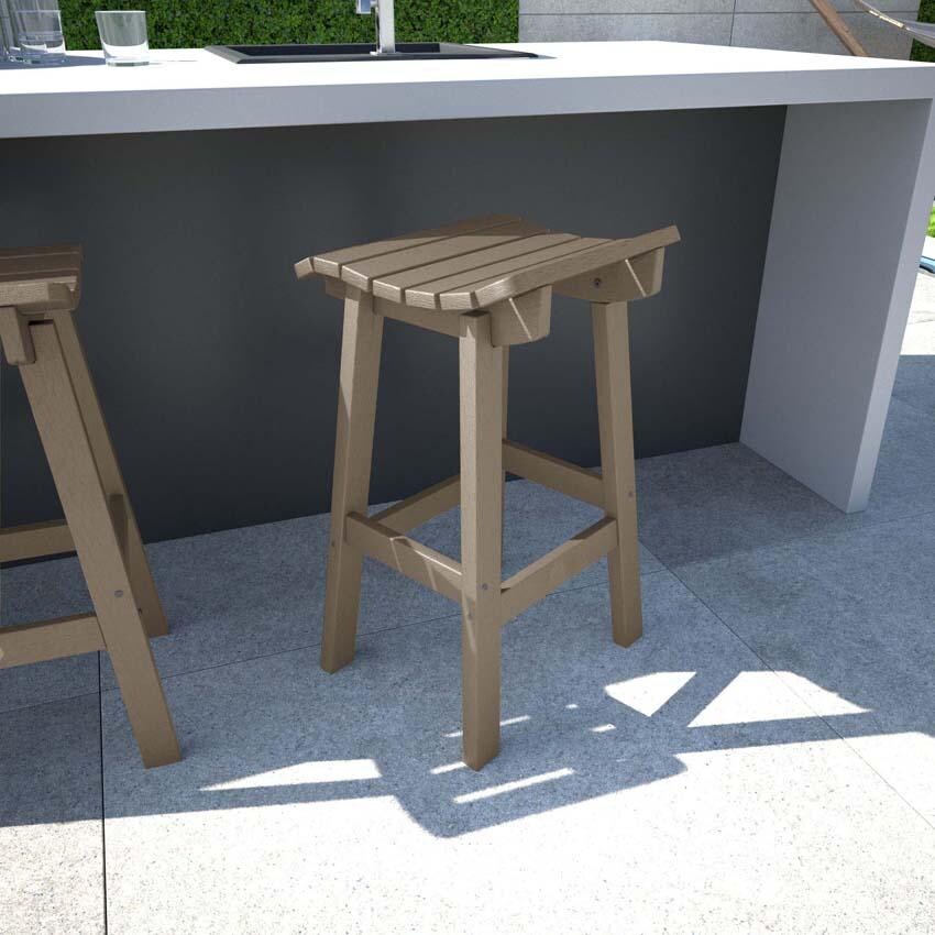 Costa Brook Polyresin Bar Stool in Woodland Brown By Lakeview Outdoor Designs - Lifestyle thumbnail