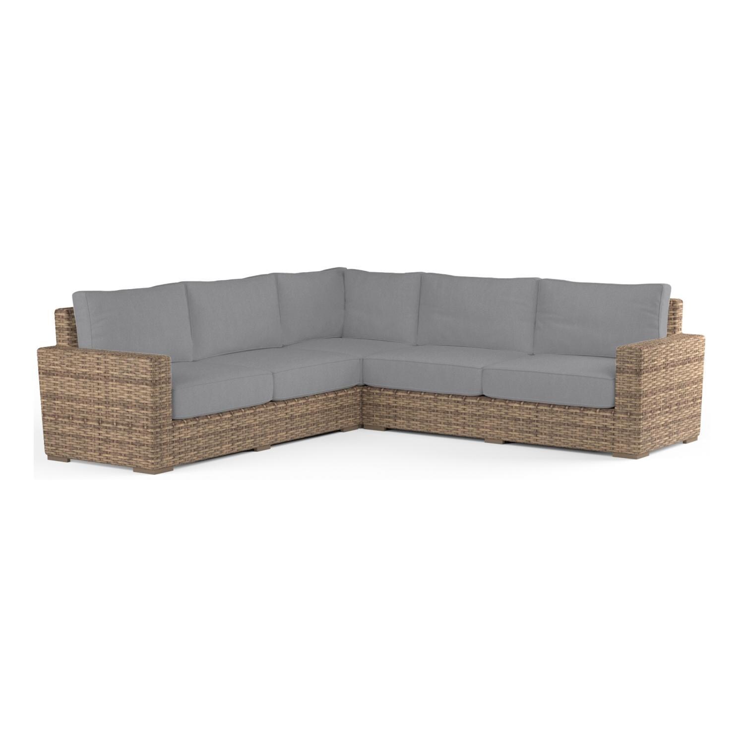 Havana 5 Person Wicker Sofa in Tobacco/Canvas Granite by Sunset West - White Background thumbnail