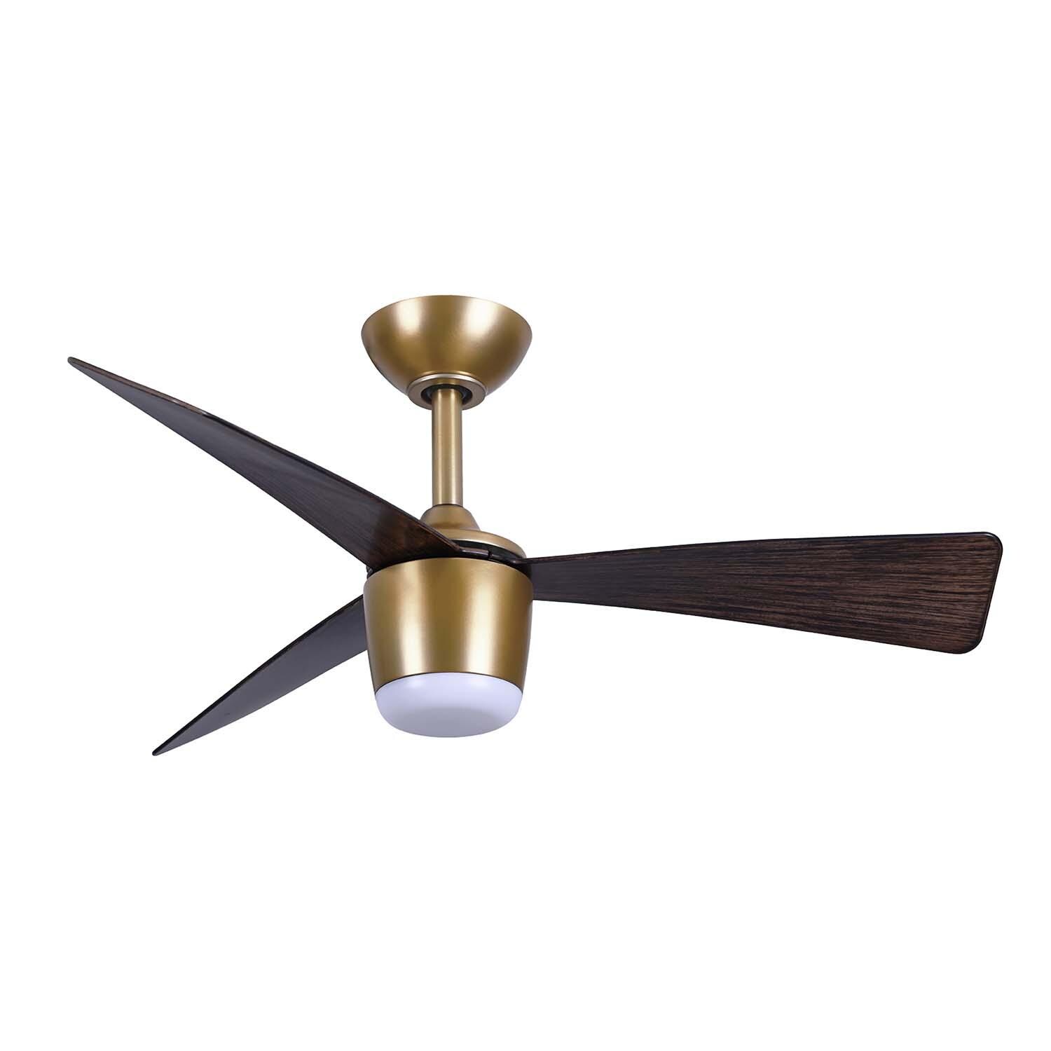36-in F743L-LBR/DO Elavan Fan in Legacy Brass w/ Dark Oak Blades by Minka-Aire - White Background thumbnail