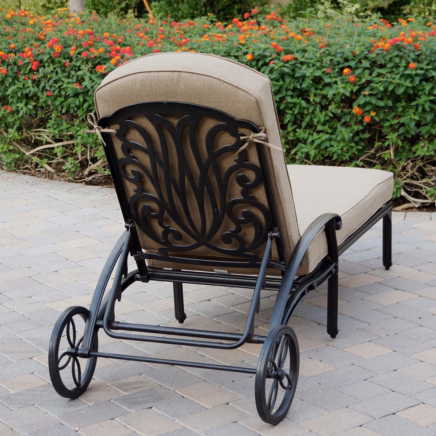 Darlee Elisabeth Cast Aluminum Chaise Lounge in Antique Bronze/Beige - Back - Lifestyle thumbnail