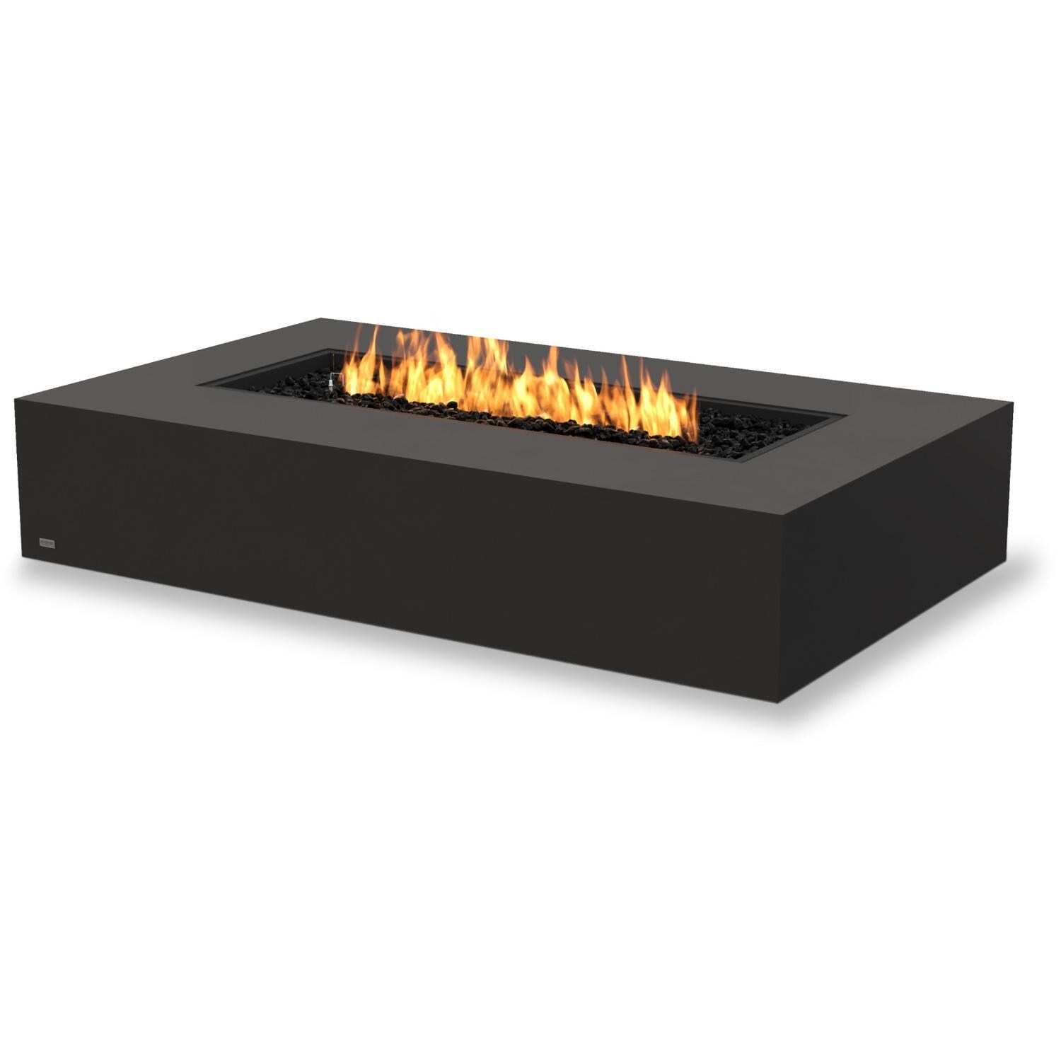EcoSmart Fire ESF.O.WHF.65.GH.G Wharf 65 Inch Stainless Steel Burner Rectangle Concrete Gas Pit Table in Graphite - On the Patio - Lifestyle thumbnail