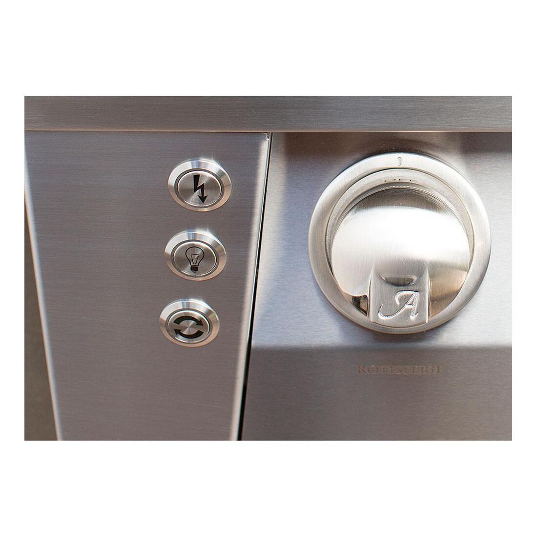 Alfresco ALXE-42RFG-NG-SM9003 ALXE 42-Inch Freestanding Natural Gas Grill On Refrigerated Cart With Rotisserie in Signal White Matte - Knob - Detail thumbnail