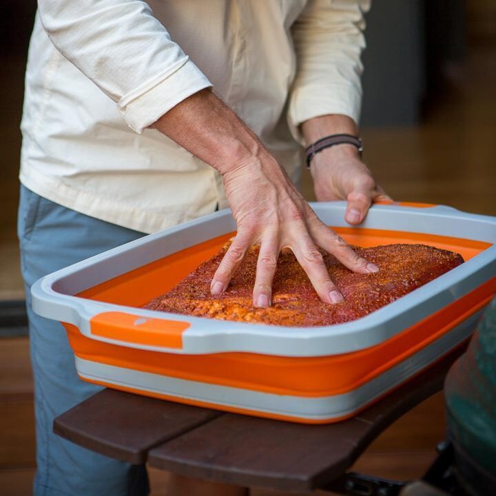 Drip EZ TUBLD-1 Original Orange BBQ Prep Tub - Tub Opening  - Lifestyle thumbnail