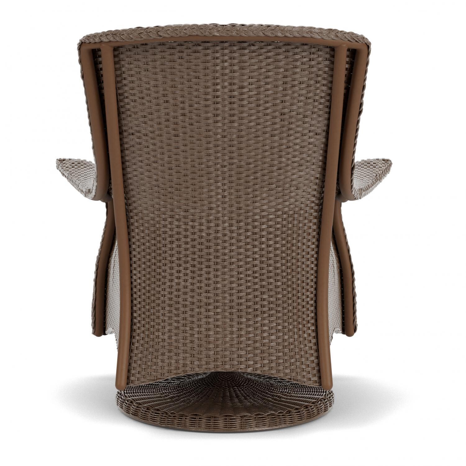 Lloyd Flanders Mandalay Swivel Rocker Lounge Chair in Bark Finish with Remy Cloud Fabric - Back thumbnail