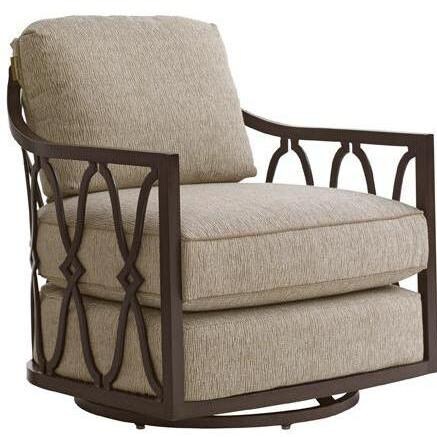 Tommy Bahama 3235-10 Black Sands Aluminum Patio Swivel Club Chair In Tropic Sand - Front