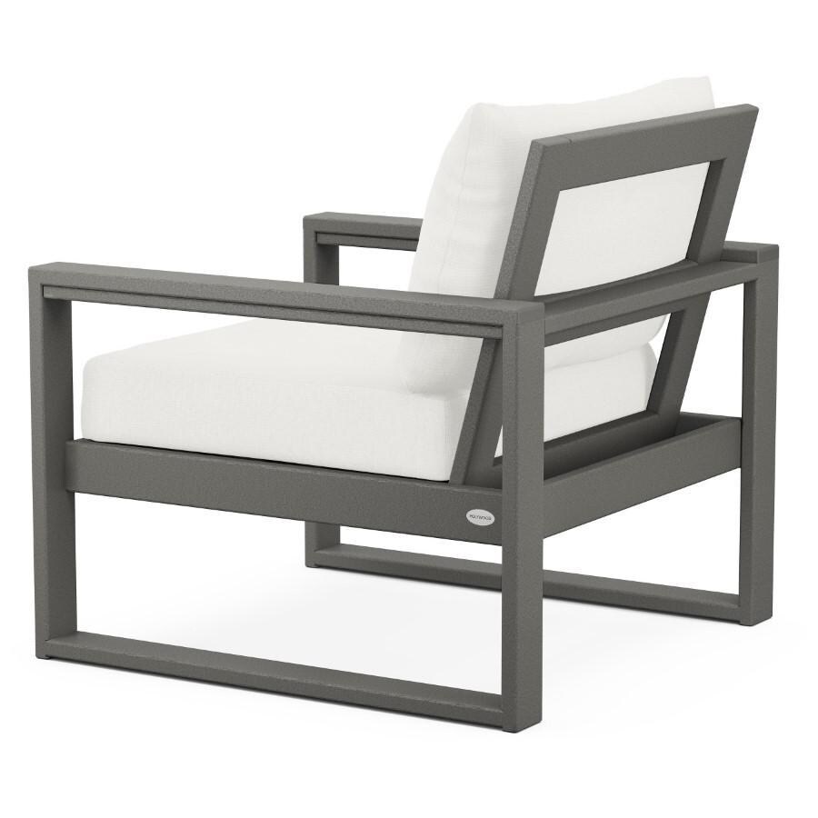 POLYWOOD EDGE Club Chair in Slate Grey / Natural Linen - Back thumbnail