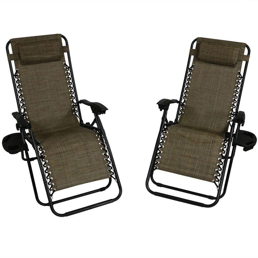 Ultimate Patio Oversized Zero Gravity Lounge Chair - Dark Brown - Full Set - White Background thumbnail