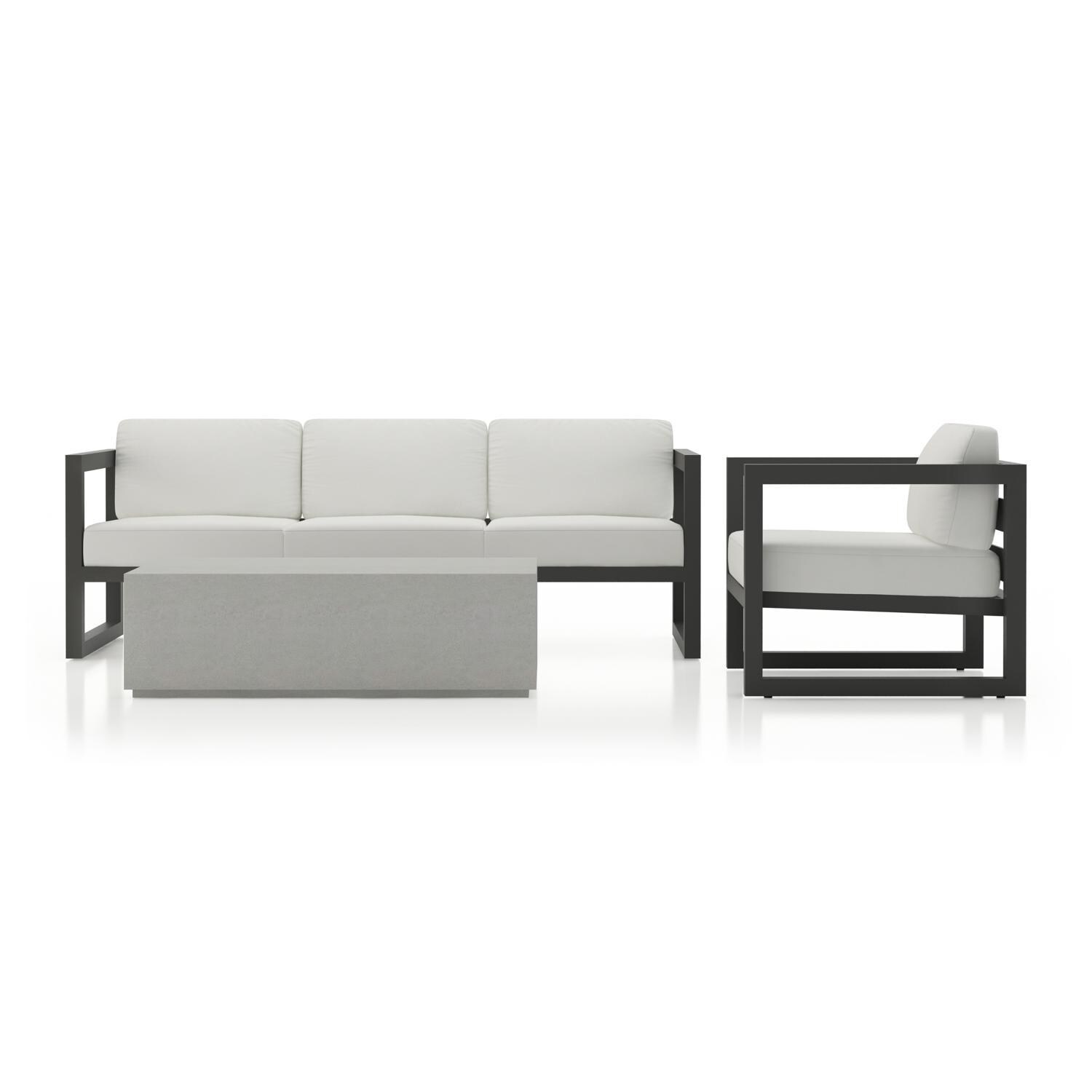 Misty Cove 3 Pc Seating Set in Slate w/Coffee Table & Canvas Natural Cushions by Lakeview - Complete Set - Lifestyle thumbnail