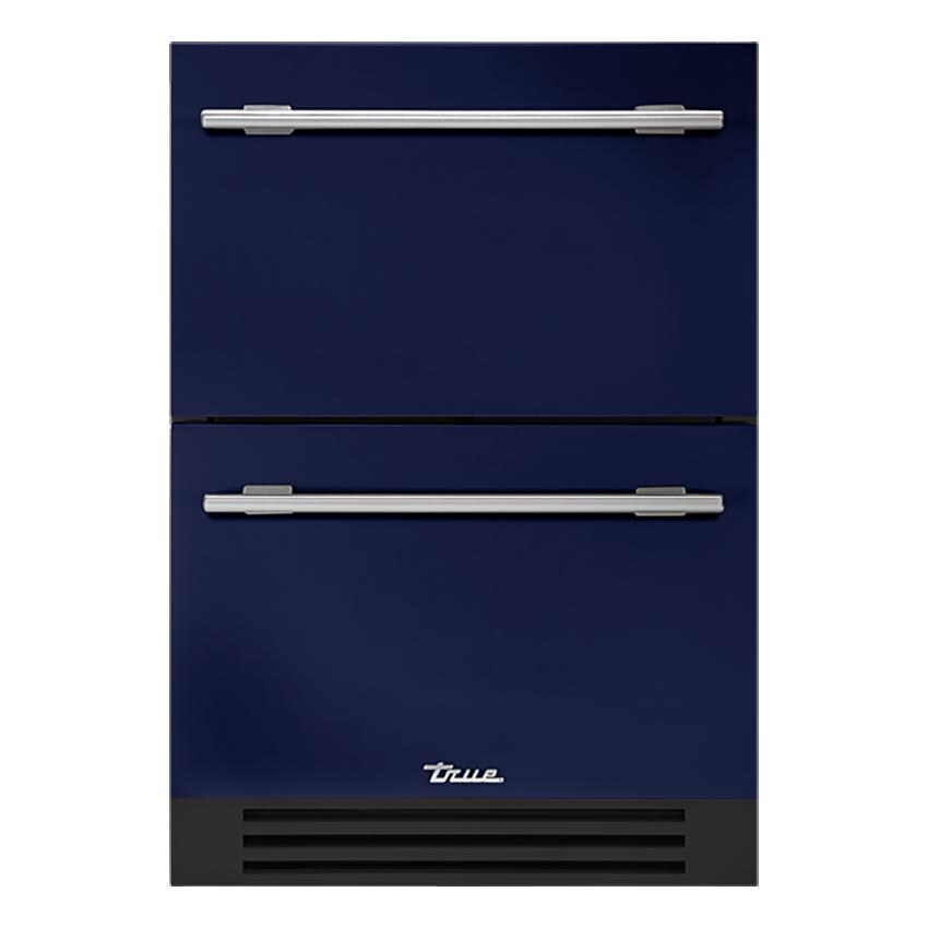 True TUF-24D-OP-C~DSK-078-H04 24 Inch 5.6 Cu. Ft. Outdoor Freezer Drawer in Cobalt w/ Stainless Steel Handles - White Background thumbnail