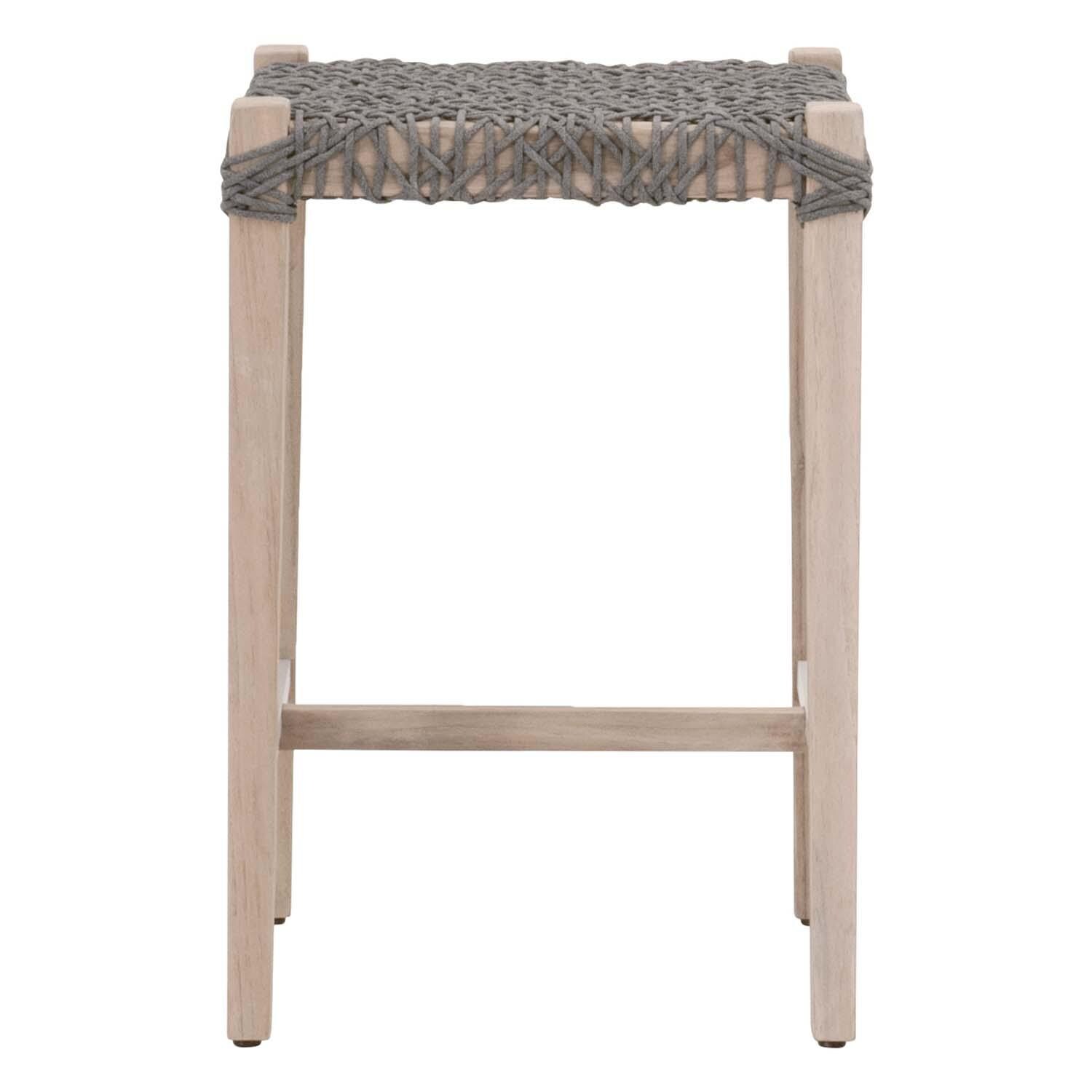 Blushing Bay Woven Rope Backless Counter Bar Stool in Dove By Lakeview - Back View thumbnail