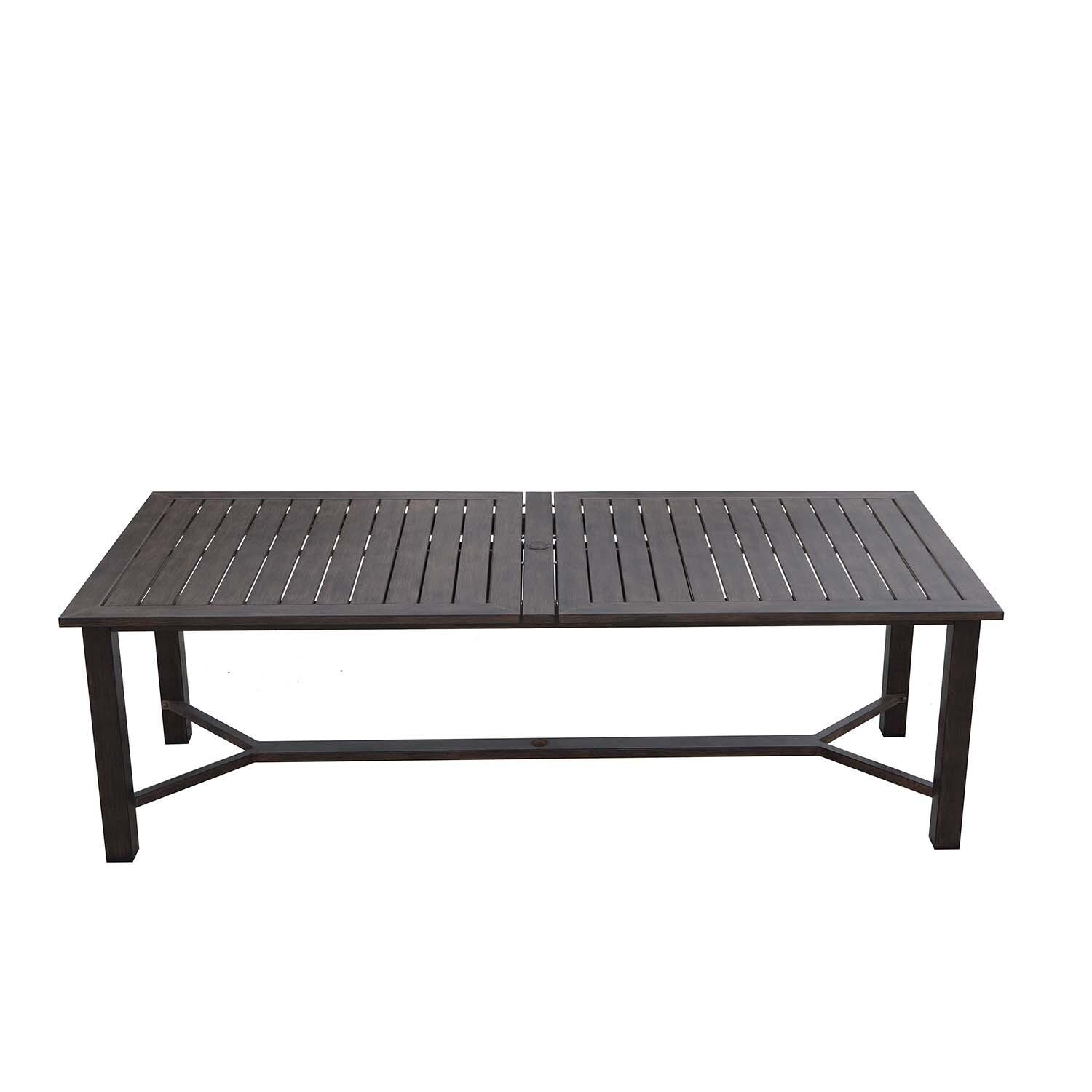 Atlantis 13 Pc Aluminum Dining Set w/ 118 Inch Table and Spa Cushions in Walnut By Darlee - Front View - White Background thumbnail