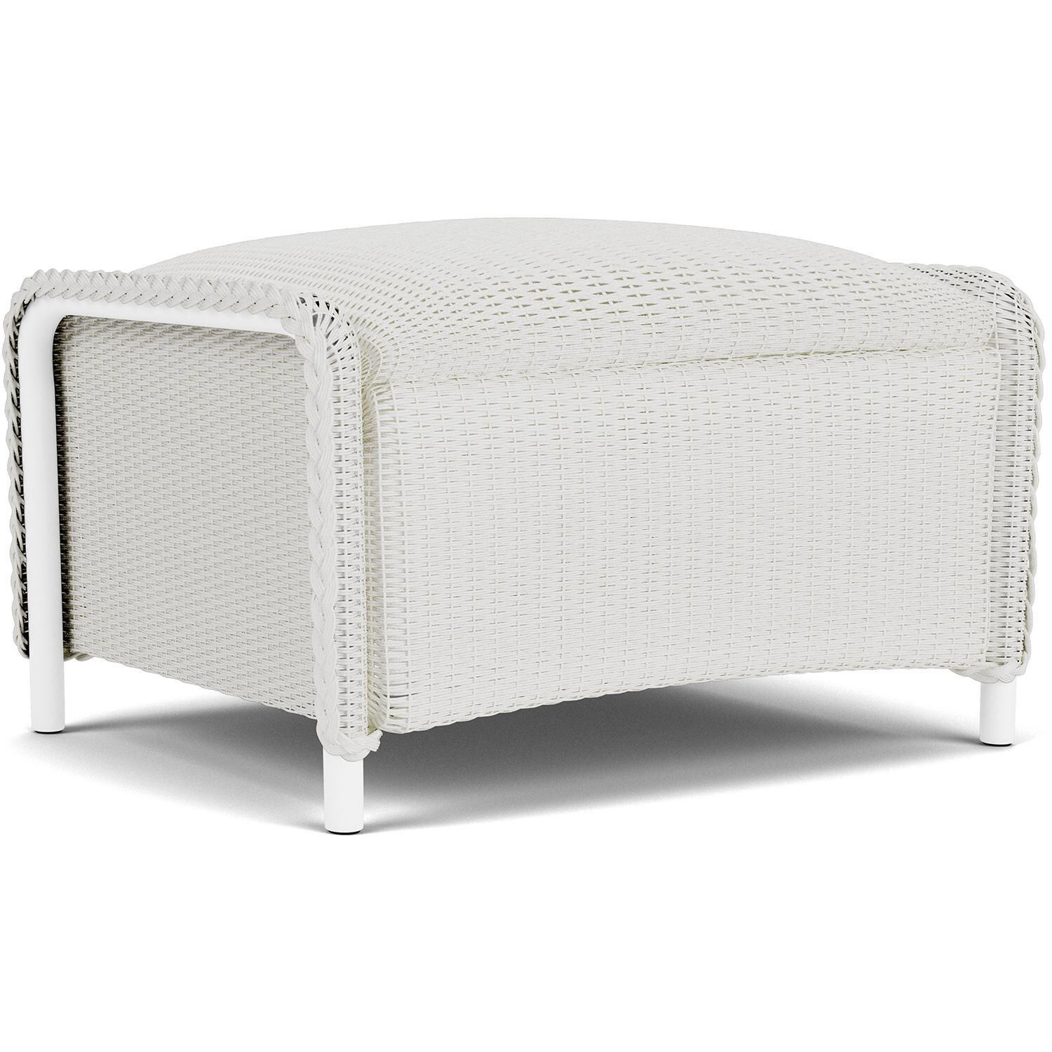 Lloyd Flanders Reflections 4-Piece Seating Set W/ Ottoman & End Table in Matte White Finish - Ottoman Angled thumbnail
