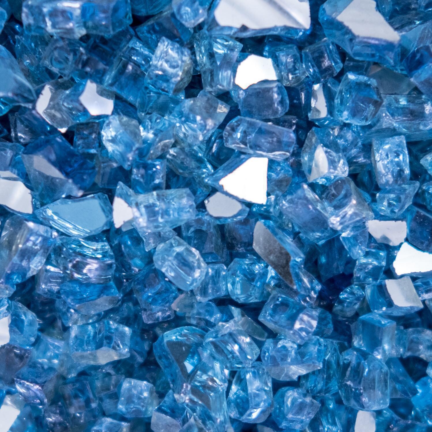 Lakeview Outdoor Designs 1/4-Inch Sky Blue Reflective Fire Glass - 70 Pounds