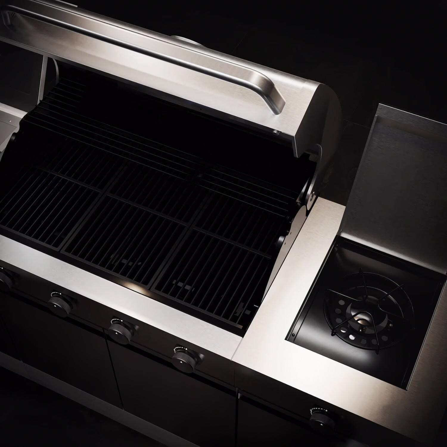 TYTUS Fresno Series 5-Burner Propane Island Grill in Stainless Steel + Ash Stone w/ Cover & Griddle - Side Burner - Detail thumbnail