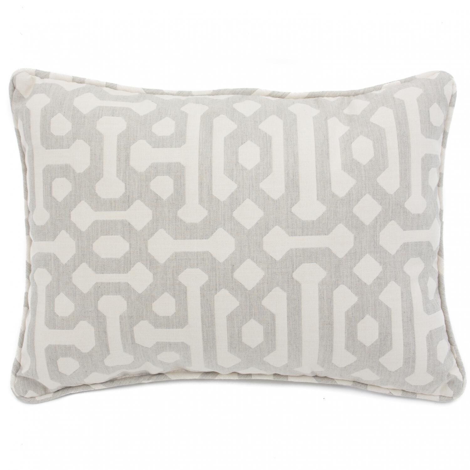 BBQGuys Signature Series 13 X 18 Outdoor Lumbar Pillow - Sunbrella Fretwork Pewter thumbnail