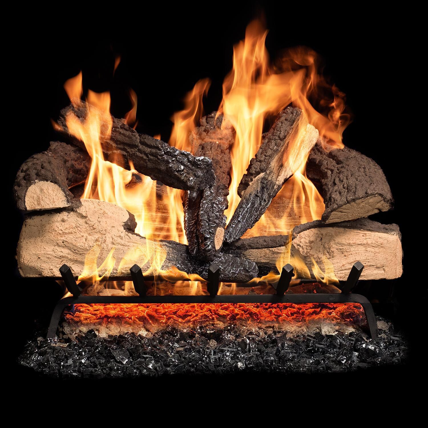 BBQGuys 24 Inch Rustic Canyon Charred Oak Gas Logs (Logs Only - Burner Not Included)