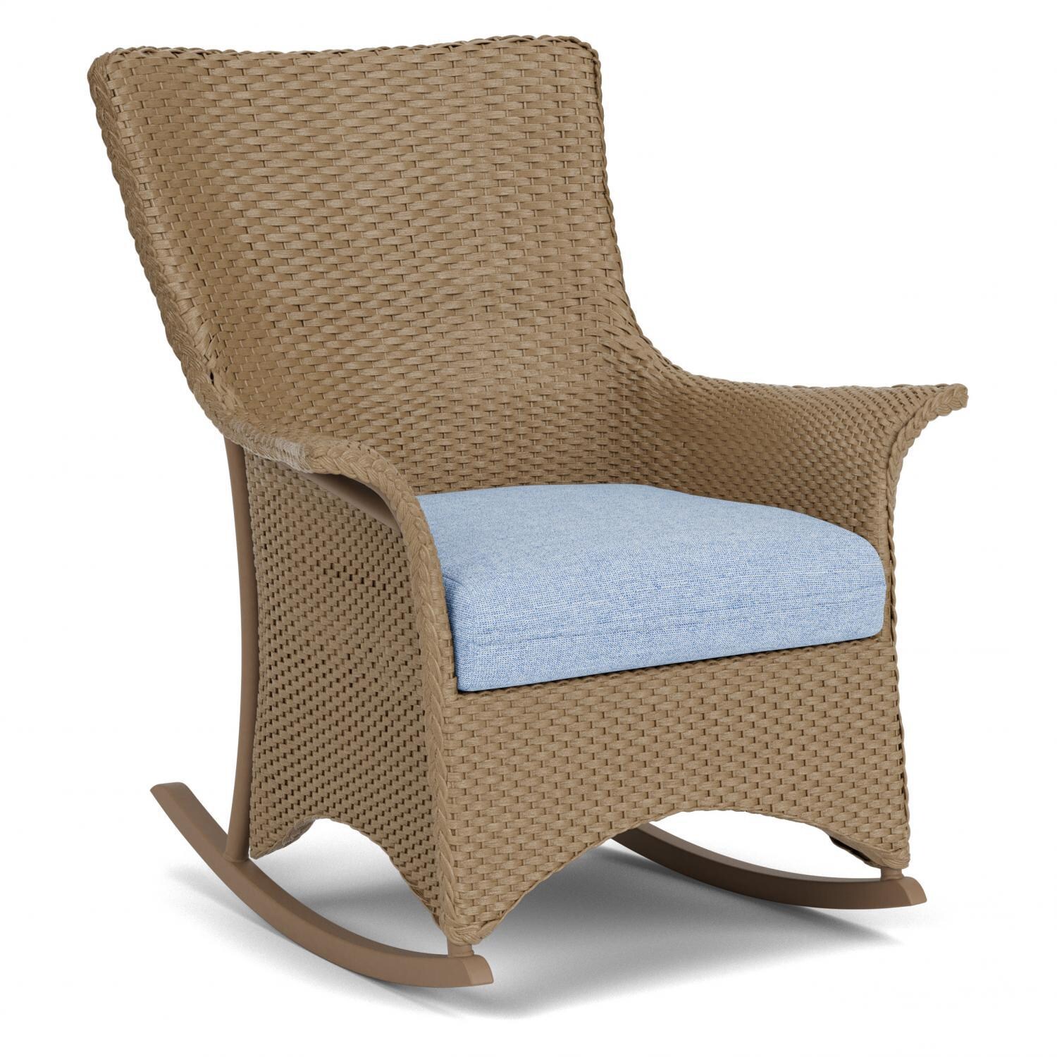 Lloyd Flanders Mandalay Porch Rocker in Fawn Finish with Demo Skyway fabric - Angled thumbnail