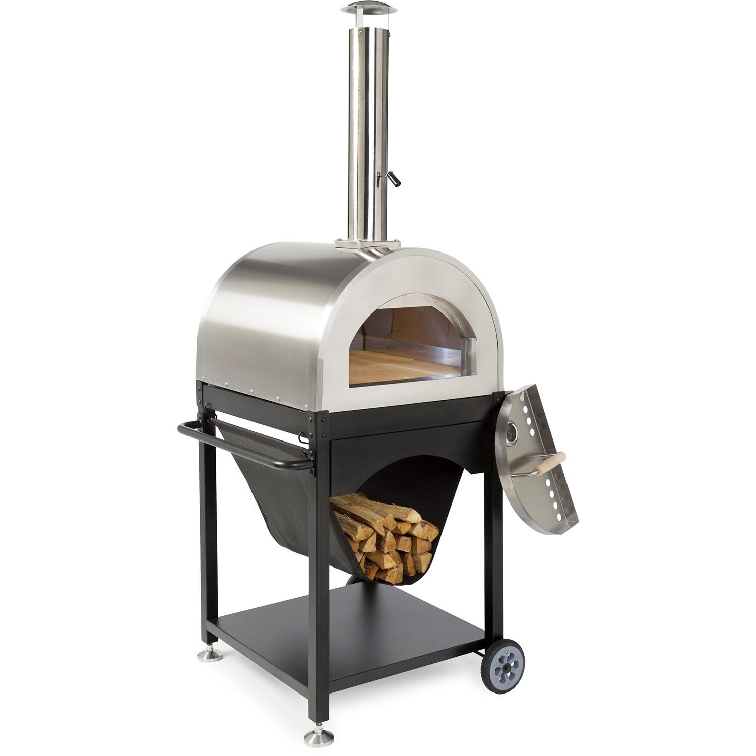WPPO WPPO4 Pro 4 25-Inch Outdoor Pizza Oven On Cart - Angled View Showing Interior thumbnail