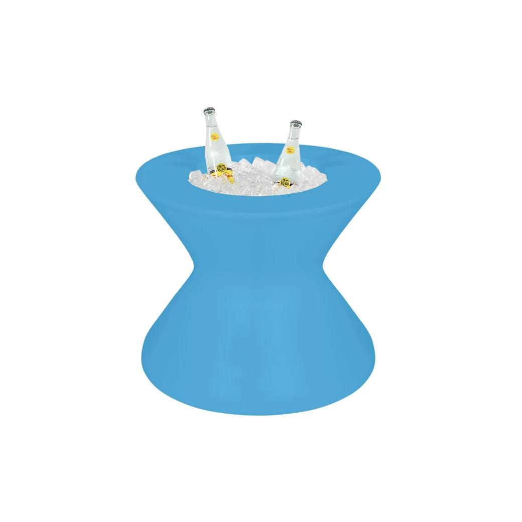 Signature 22 Inch Round Polyresin End Table w/ Ice Bucket & Lid in Light Blue by Ledge Lounger