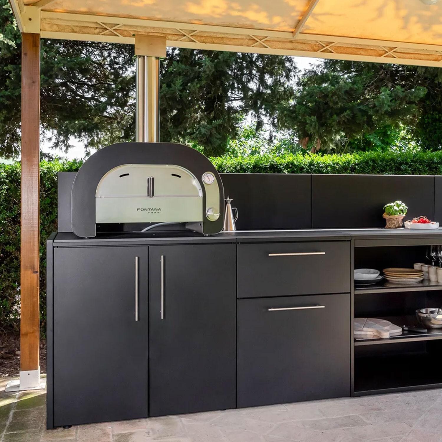 Fontana Forni Oven 90 Module W/ Iron Frost Countertop & End Panel - Attached to Island (Not Included) - Lifestyle thumbnail