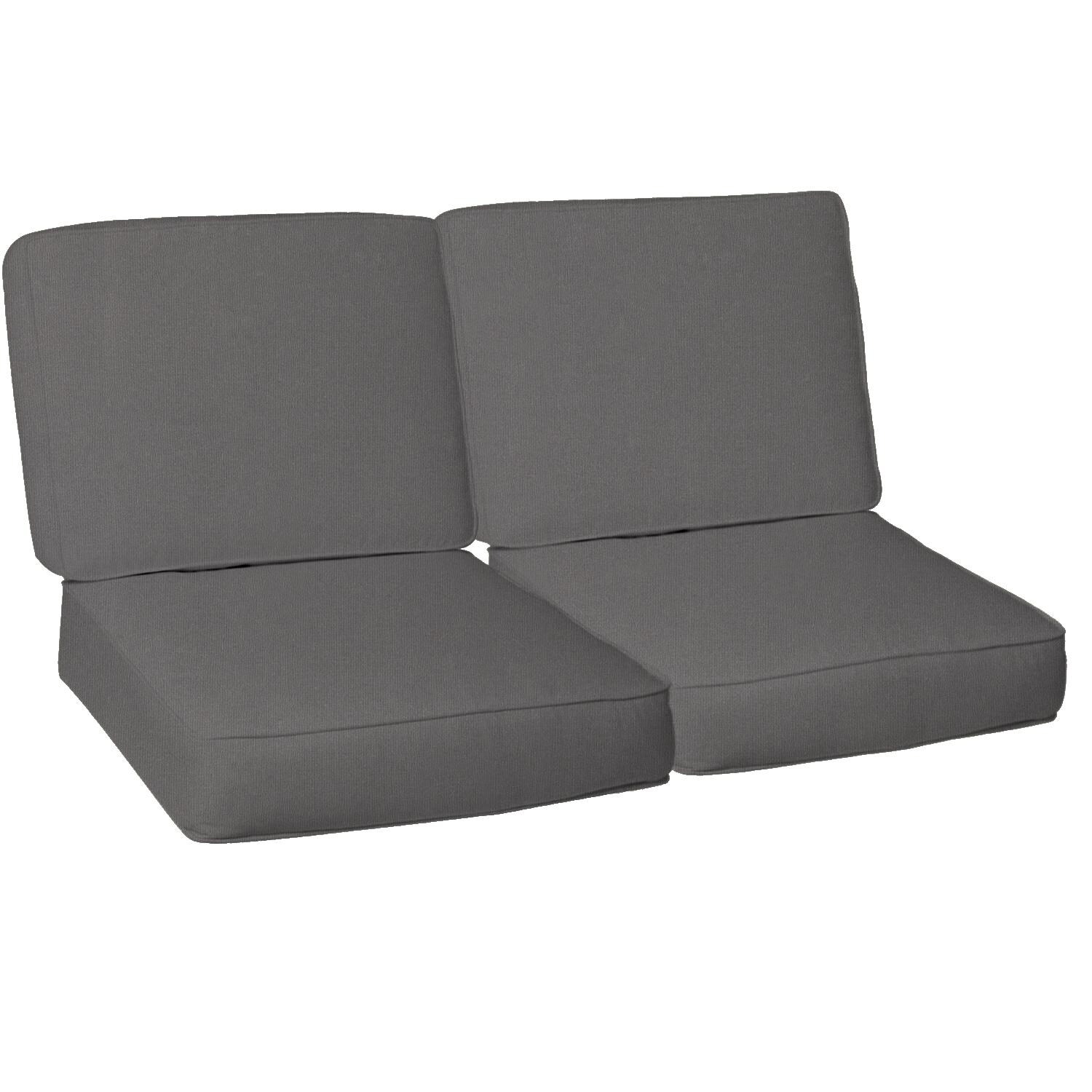 Sunbrella Canvas Charcoal 4 Piece Large Outdoor Replacement Loveseat Cushion Set W/ Piping By UltimatePatio.com thumbnail