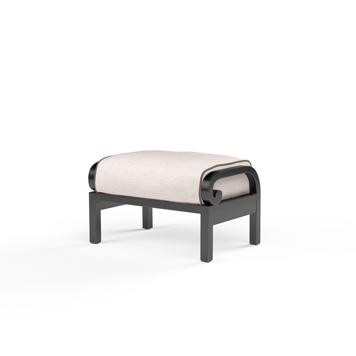 Monterey Aluminum Patio Ottoman in Canvas Natural w/ Self Welt By Sunset West - Display - White Background thumbnail