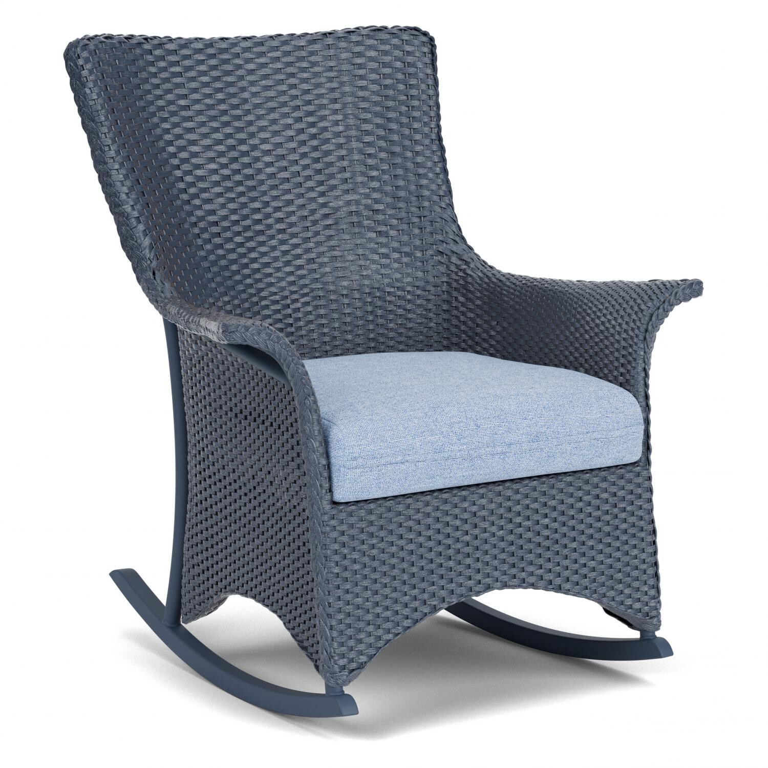 Lloyd Flanders Mandalay Porch Rocker in Denim Blue Finish with Demo Skyway Fabric - Angled thumbnail
