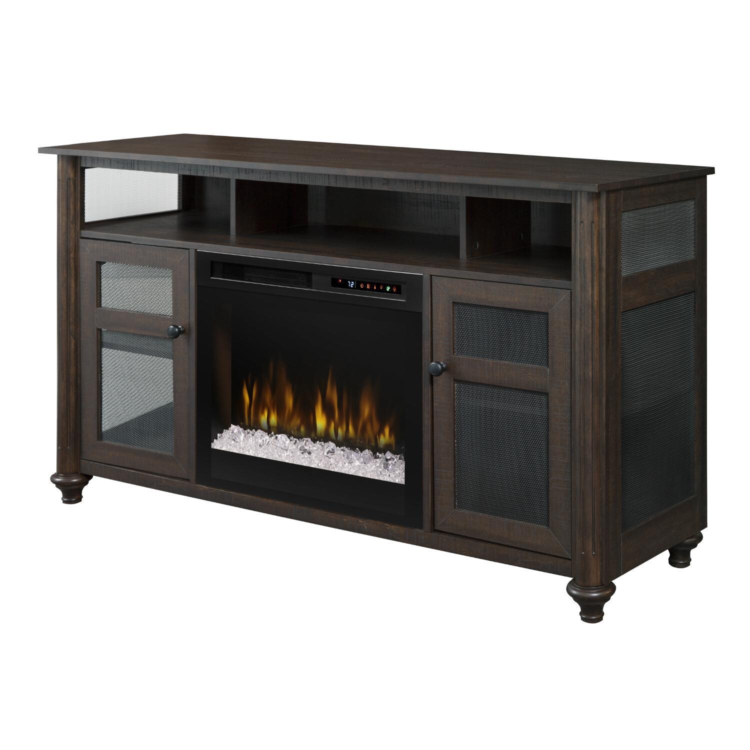 Dimplex - GDS23G8-1904GB - Xavier Entertainment Center with Acrylic Ice Glass Ember Bed Electric Fire Place - Side Angle View thumbnail