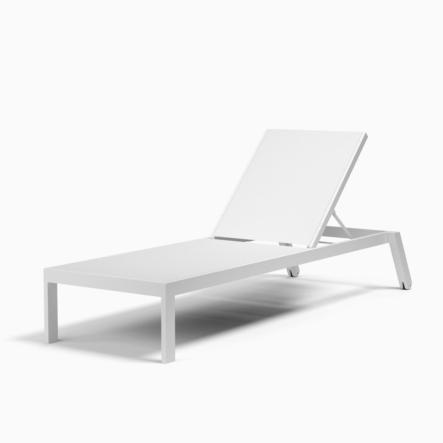 Sunset West - 1101-9 - Naples Aluminum Stackable Patio Sling Chaise W/ Textilene Frost Sling thumbnail