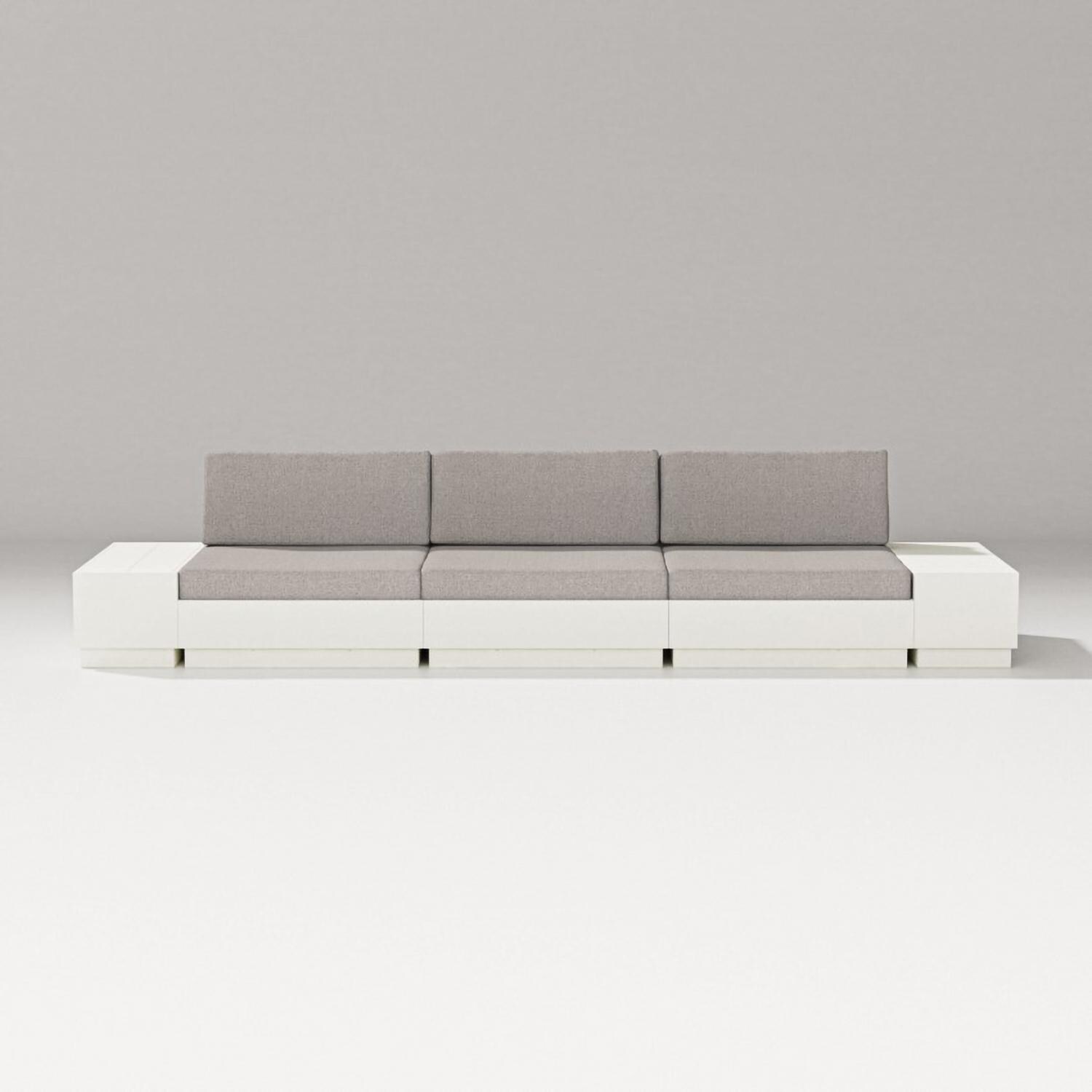 Elevate 5 Pc Recycled Plastic Seating Set in Vintage White/Weathered Tweed By PW Designer Series
