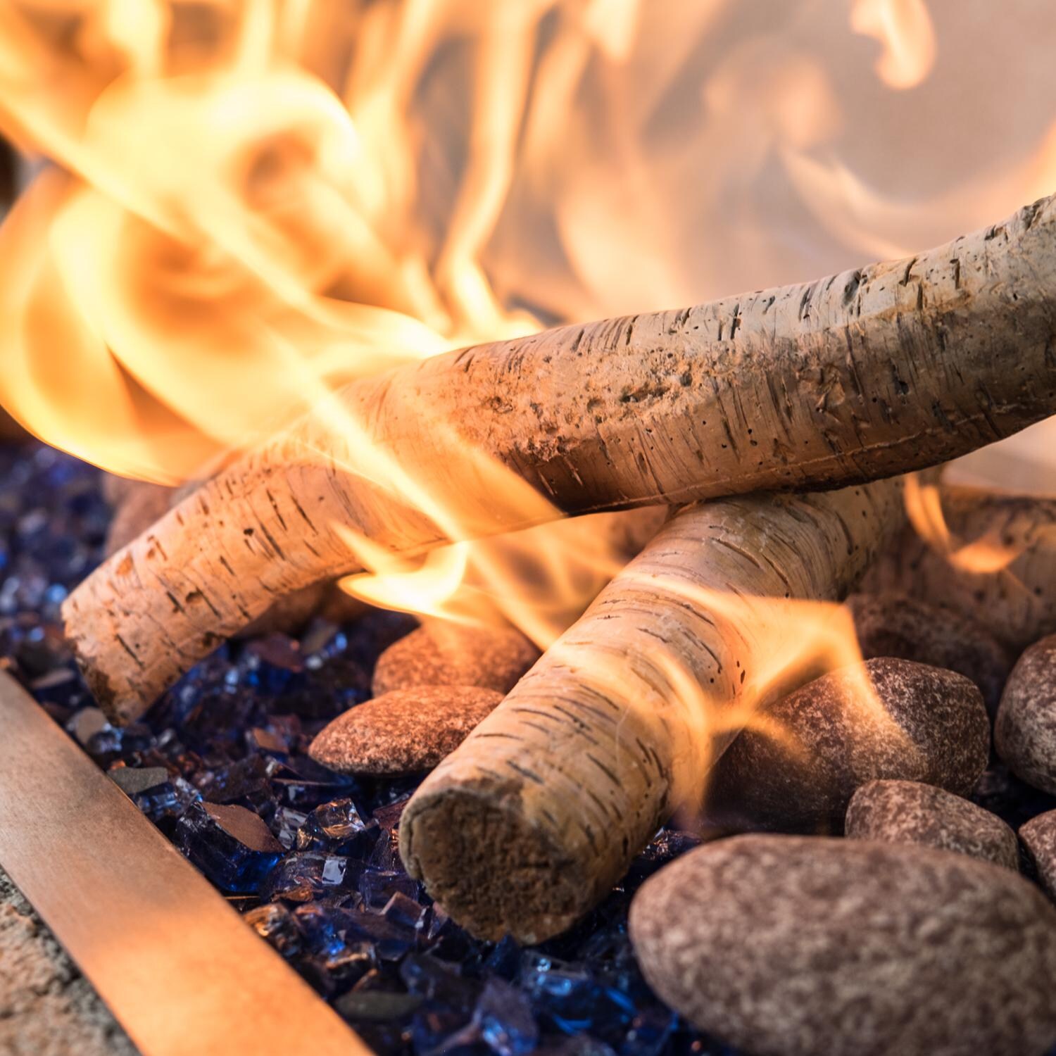 Enhance A Fire - BCHBT-GB - Garden Birch Burncrete Twigs - Closeup With Mixed Media Lit thumbnail