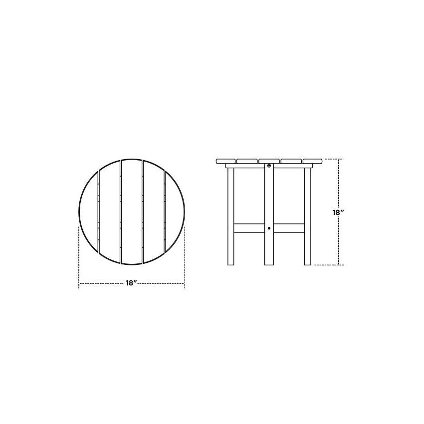 POLYWOOD Teak Estate 3-Piece Rocking Chair Set - Table Dimensions thumbnail