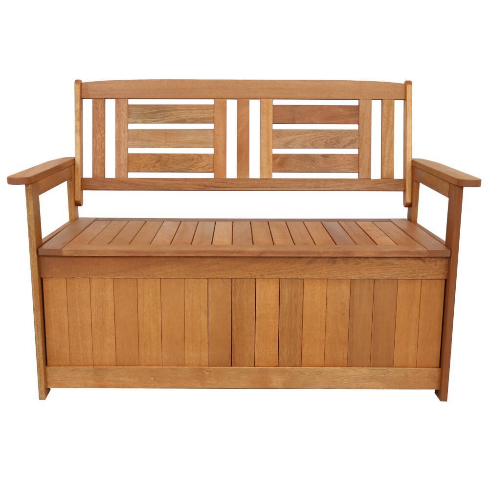 Ultimate Patio Meranti Wood Outdoor Storage Bench - Front View thumbnail