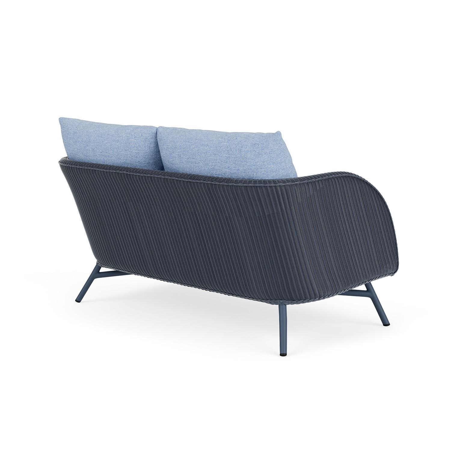 Lloyd Flanders Essence Loveseat W/Demo Skyway Fabric - Denim Blue Finish - Back Right thumbnail