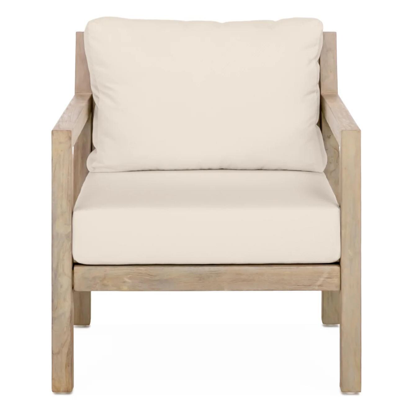Teak + Table Monday Brushed Teak Patio Club Chair in Sand - White Background thumbnail