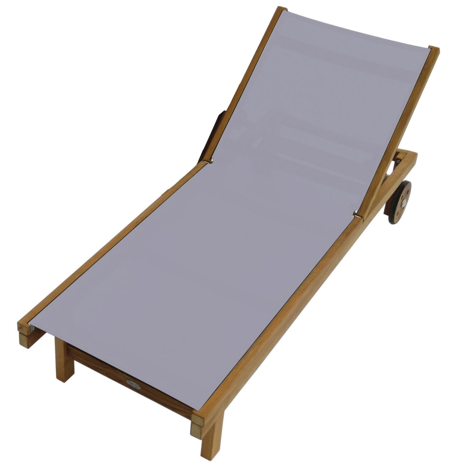 Royal Teak Collection Sundaze Teak Patio Chaise Lounge W/ Gray Sling thumbnail