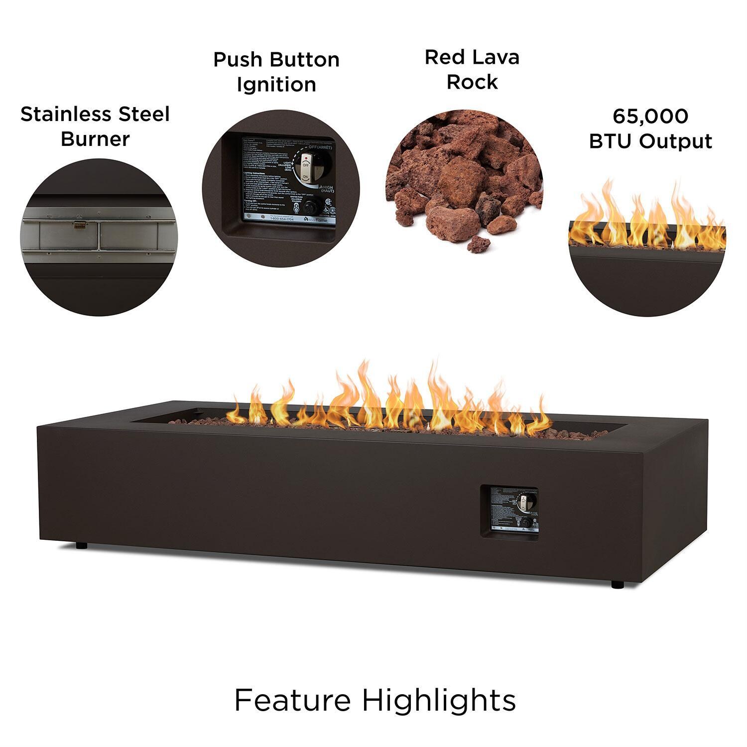 Elysian 70-in Rectangular Steel Propane Fire Pit Table in Dark Bronze by Lakeview Outdoor Designs - Features - Detail thumbnail