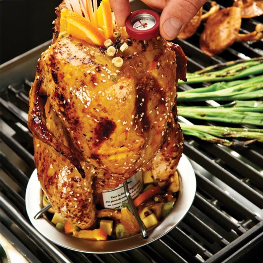 Broil King Stainless Steel Chicken Roaster - 69132 - On Grill - Lifestyle thumbnail