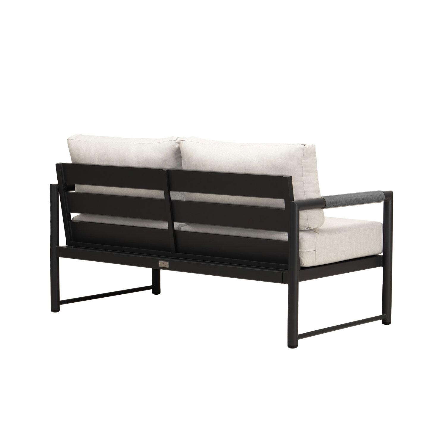 Lakeview AVEBAY-BK-CO-LS-CS Avenue Bay Black/Carbon Loveseat - Cast Silver - Rear Angled - White Background thumbnail