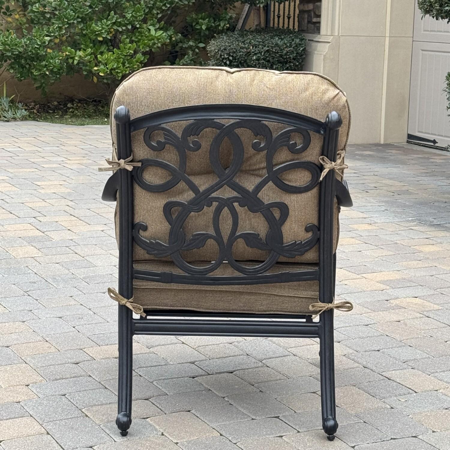Santa Monica 4 Pc Cast Aluminum Seating Set in Sesame/Antique Bronze by Darlee - Chair Back - Lifestyle thumbnail