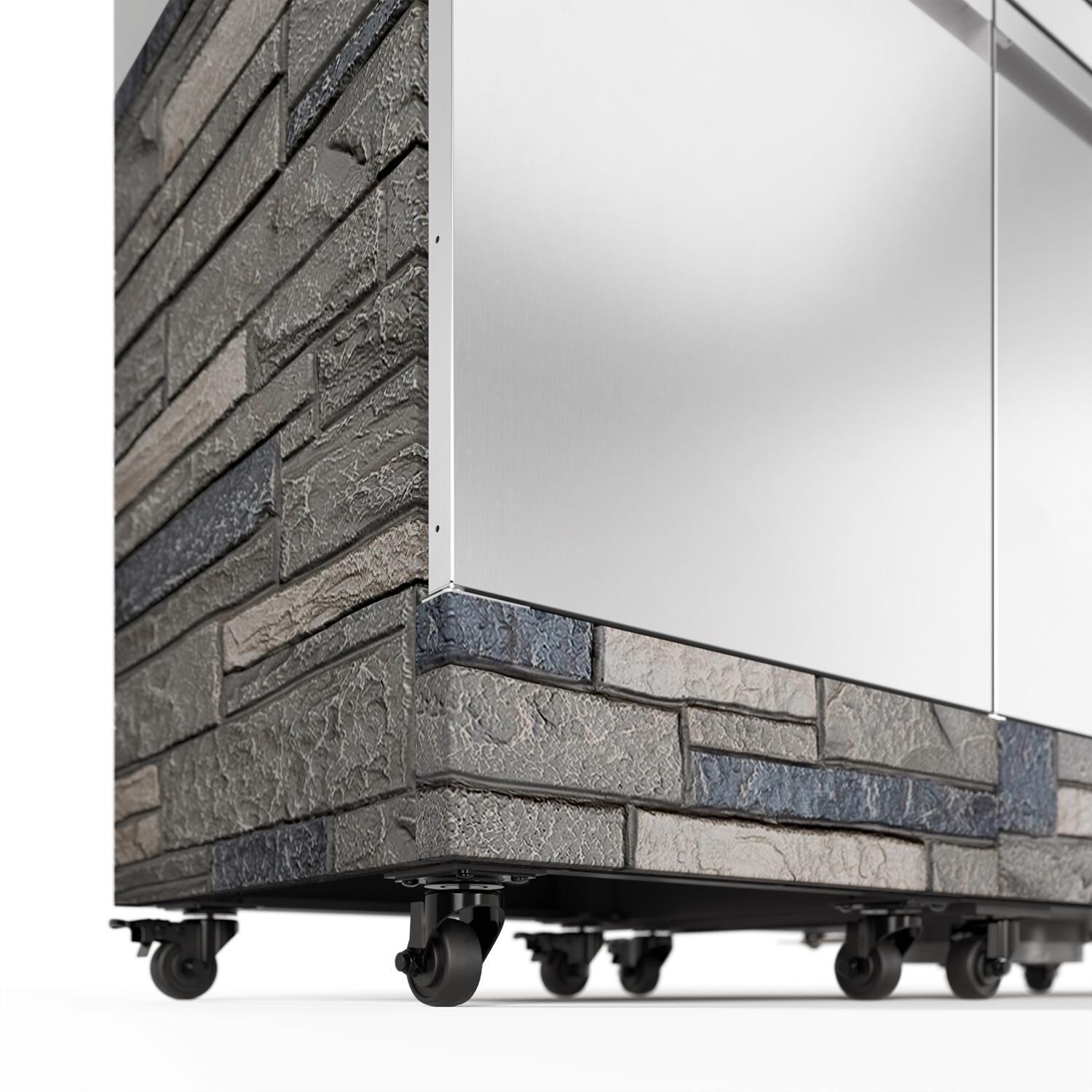 TYTUS Fresno Series 4-Burner Stainless Steel + Shadow Stone Natural Gas BBQ Island (Ships Propane w/ Conversion Kit) - Wheels - Detail thumbnail