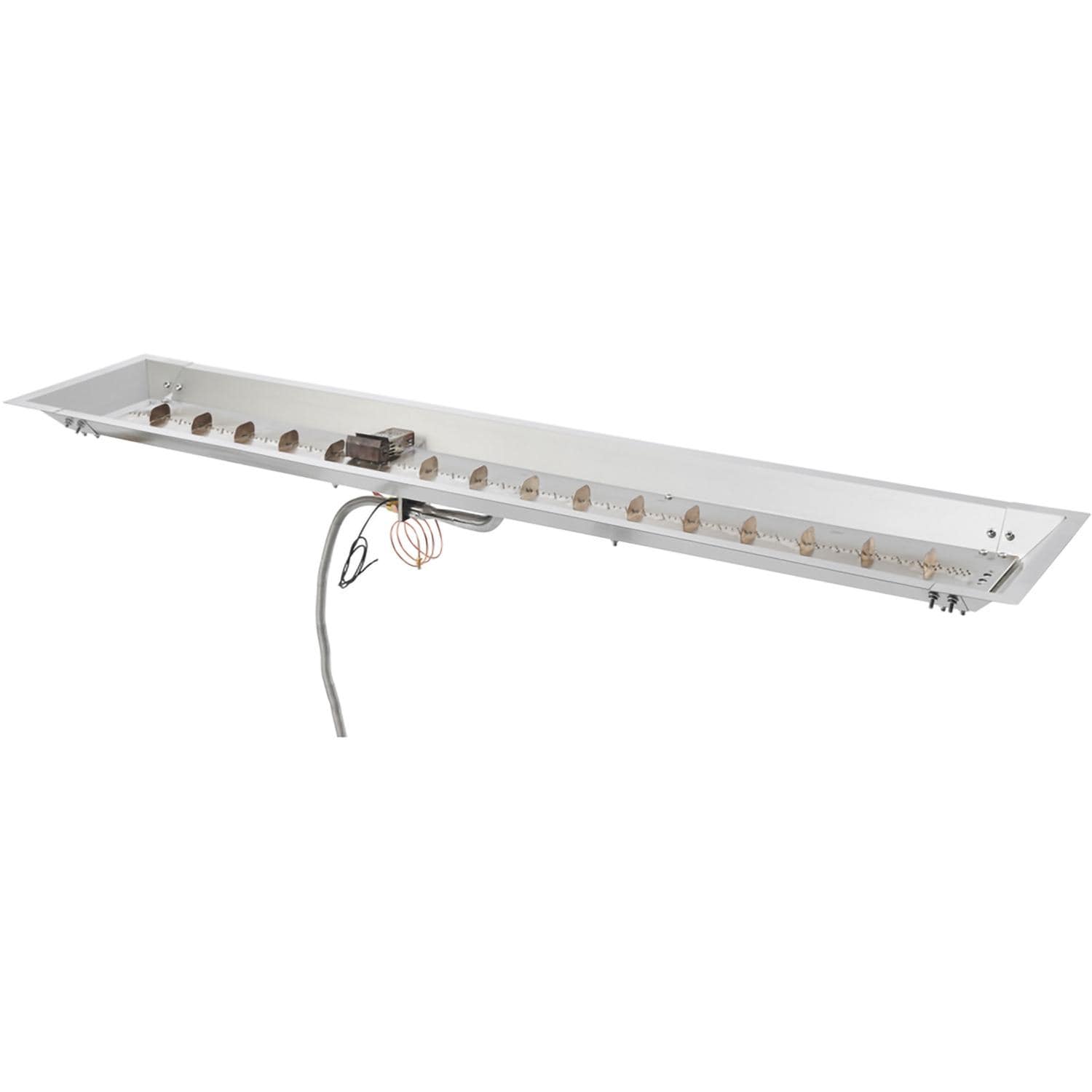 The Outdoor GreatRoom Company Crystal Fire Plus 72 Inch Drop-In Linear 125,000 BTU Propane Fire Pit Burner Kit  - Stainless Steel