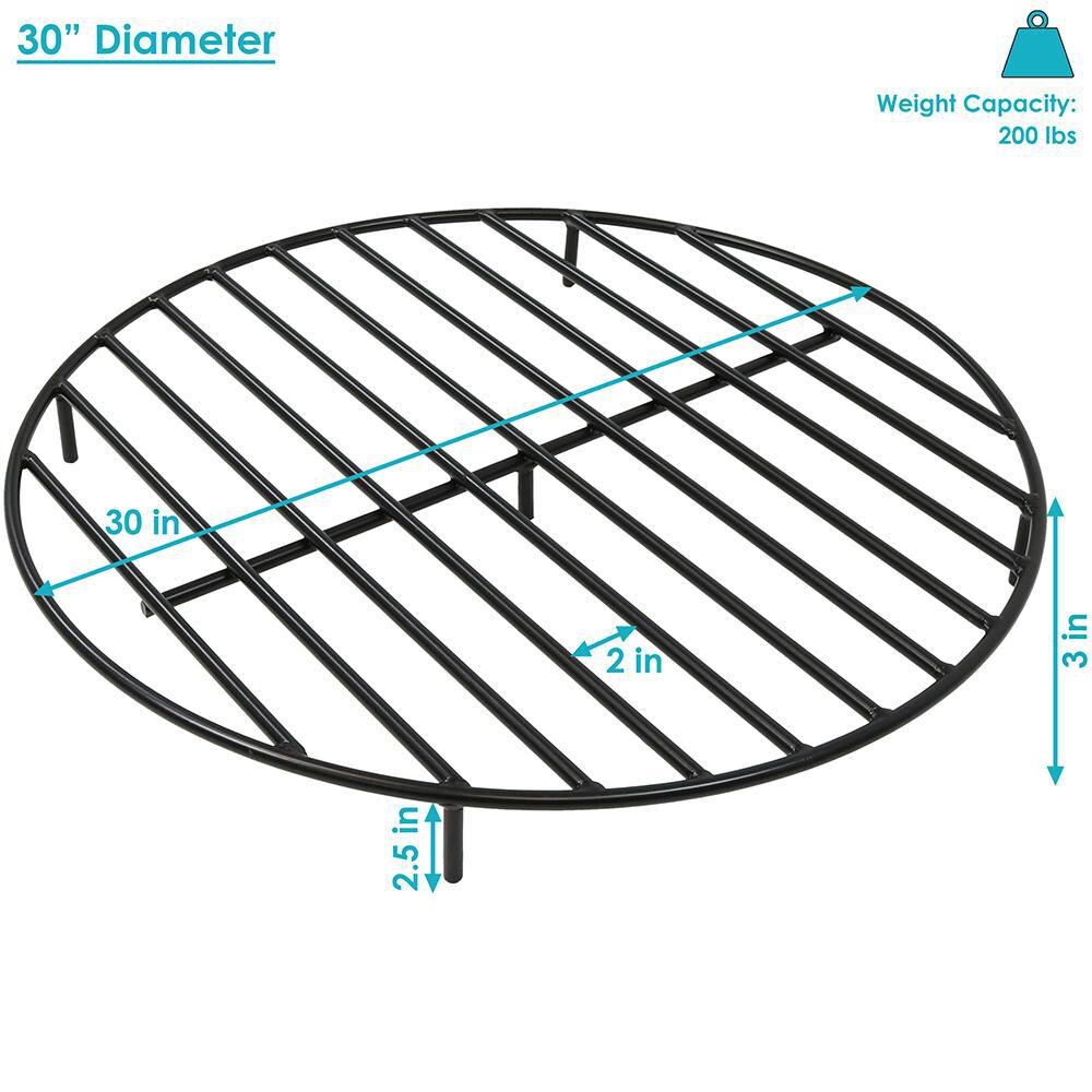 Ultimate Patio 30-Inch Round Steel Outdoor Fire Pit Grate - Dimensions thumbnail