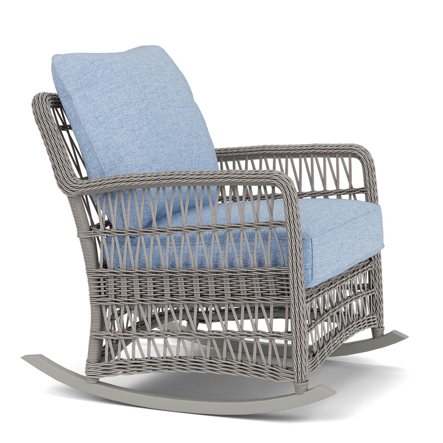 Lloyd Flanders Mackinac Lounge Rocker in Putty Finish with Demo Skyway Fabric - Right Side thumbnail