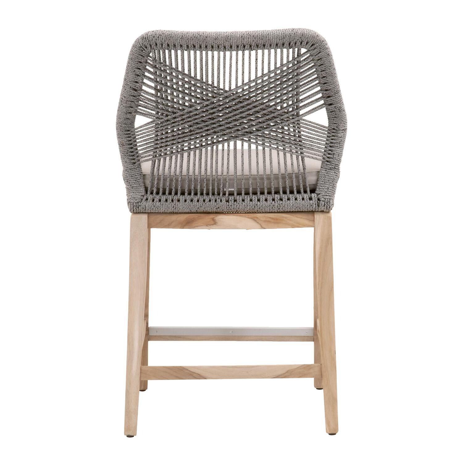 Lakeview Peninsula Way Woven Rope Counter Bar Stool in Platinum  - Back View thumbnail